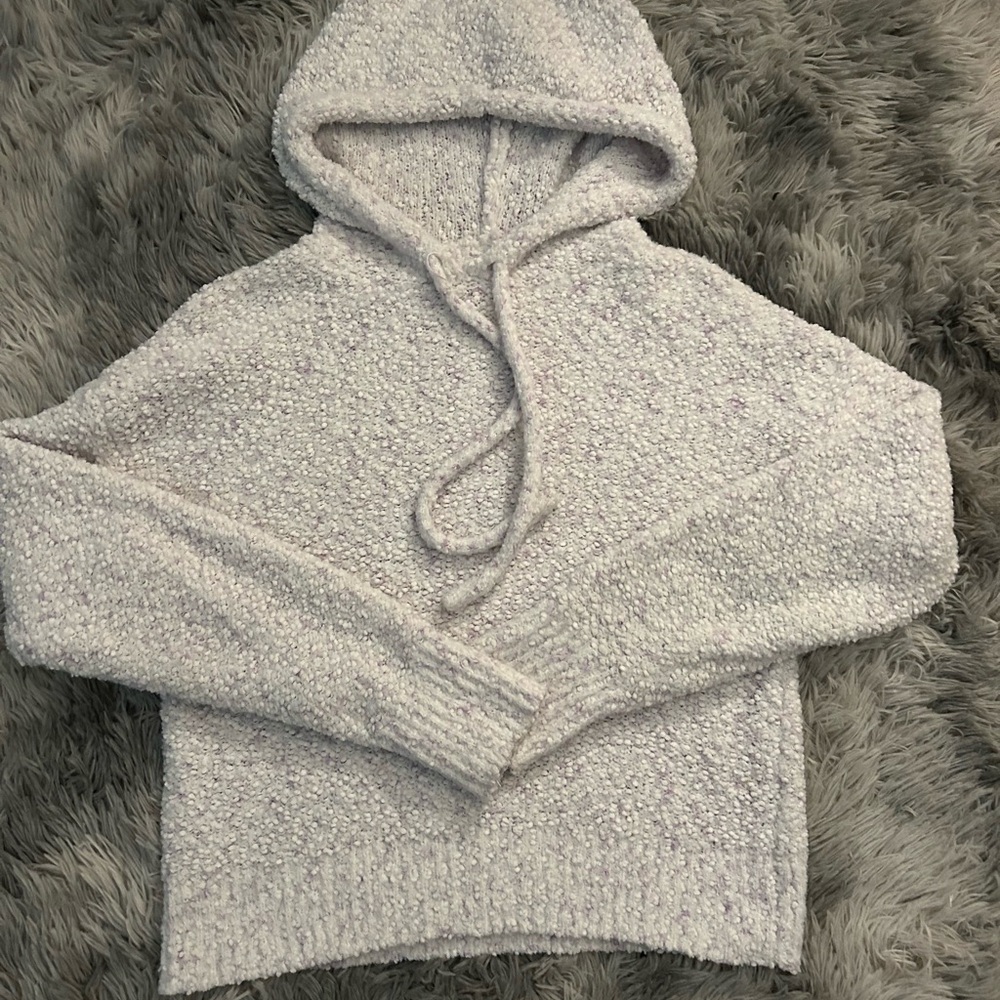 No Boundaries Women's Textured Hooded Sweater - Soft Lavender